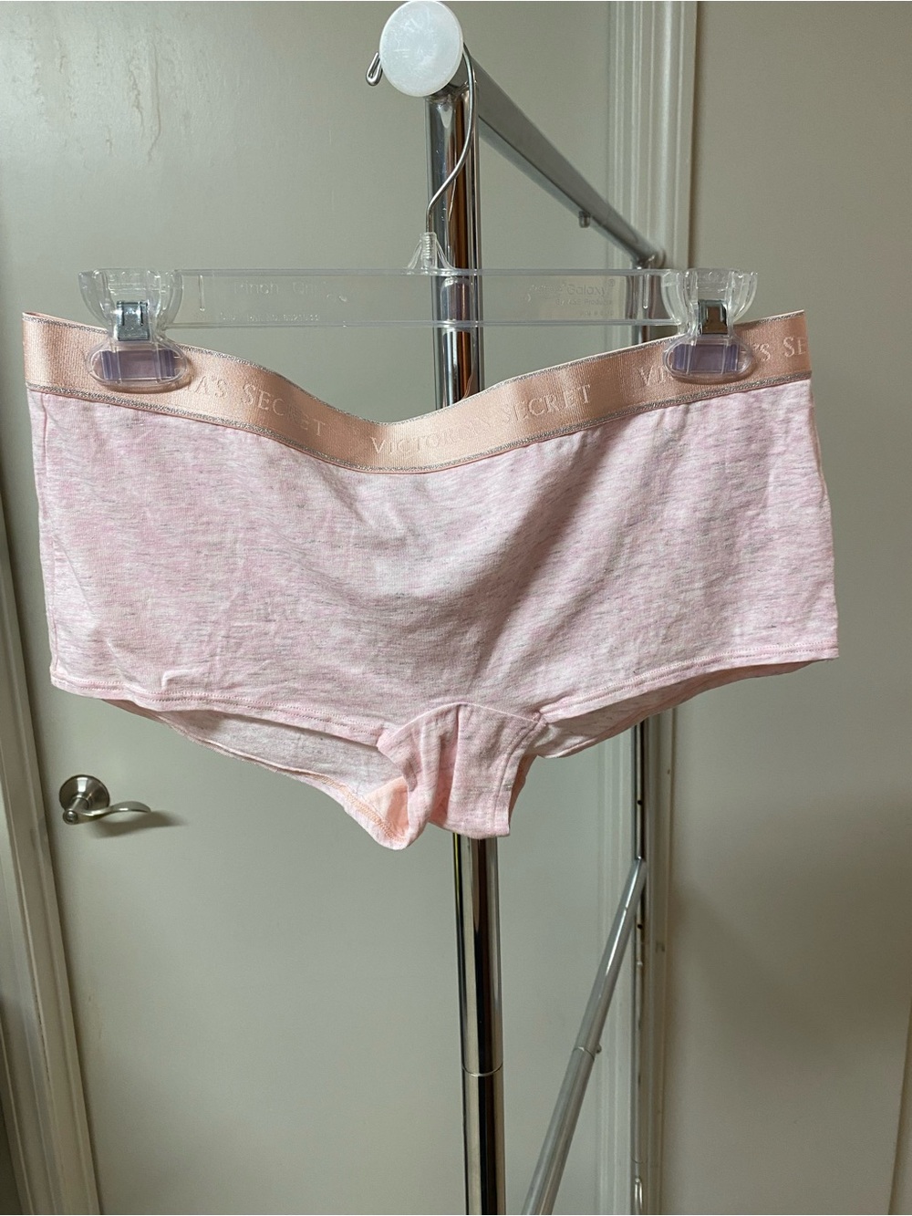 Victoria's Secret Pale Pink Boyshorts with Peach Metallic Waistband